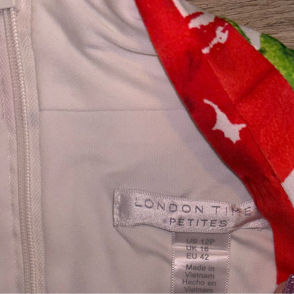London Times White Halter Dress with Red, Blue and Green Floral Print - Picture 7 of 7